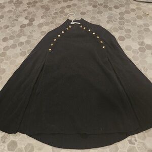 Chic Black Turtleneck Sweater with Gold Buttons